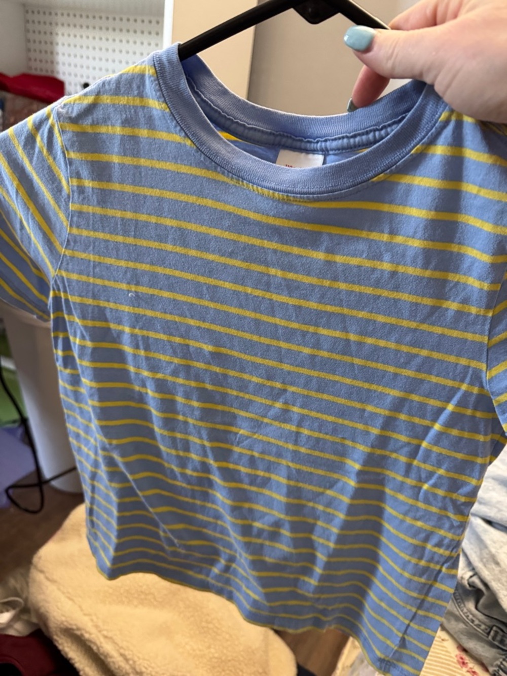 Hanna Andersson Light Blue Tee with Yellow Stripes